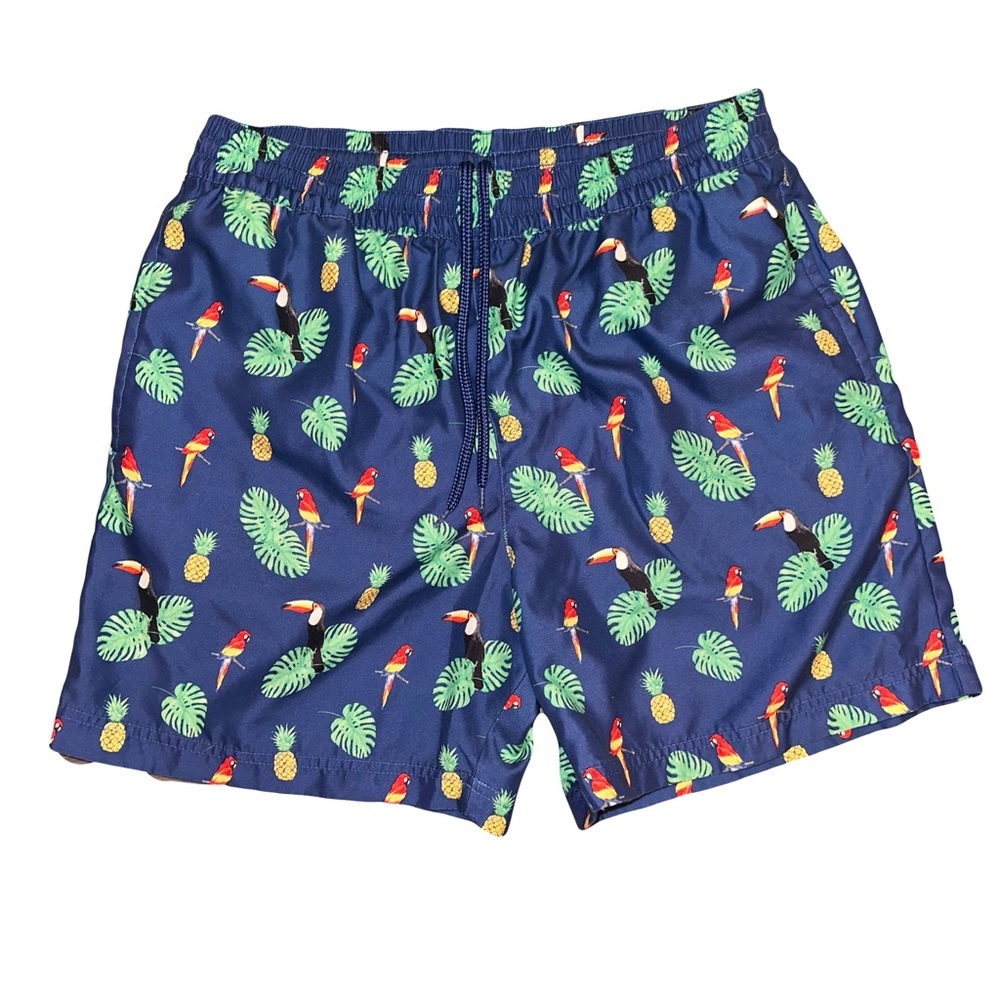 Roundtree & Yorke Caribbean Tropical Bird Swim Shorts Medium Excellent Condition